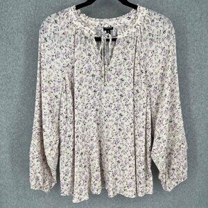 Torrid Crinkle Gauze Tie Front Long Sleeve Top Size 3X Ave Ditsy Floral Cottage